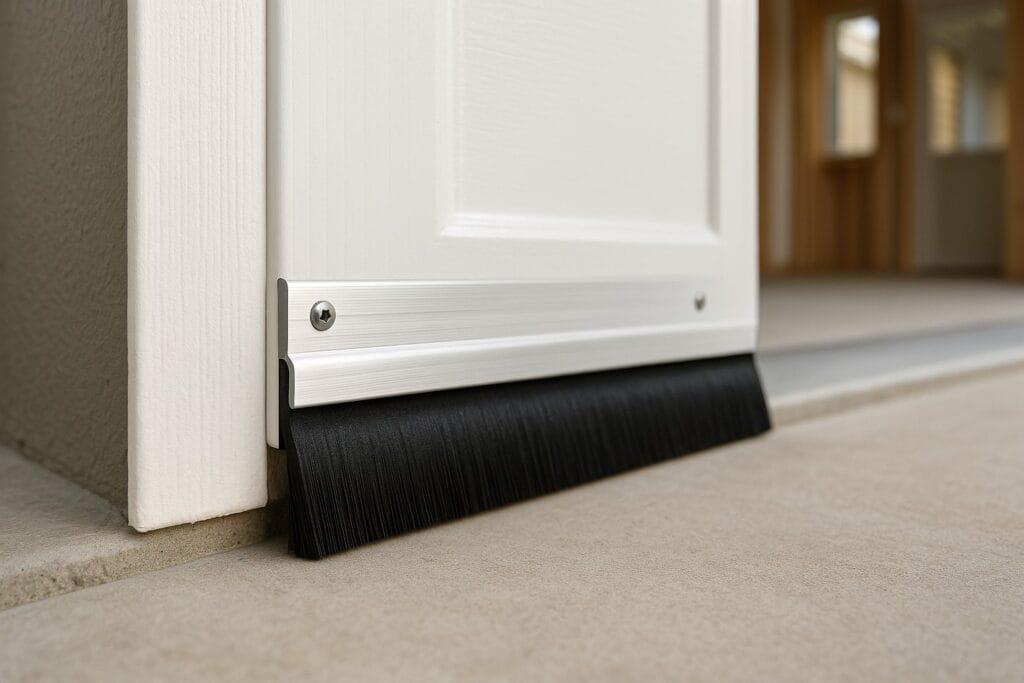 The Best Types of Garage Door Weather Stripping for Austin Residents 3 Garage door weather stripping with a brush seal sweep for energy efficiency and protection.